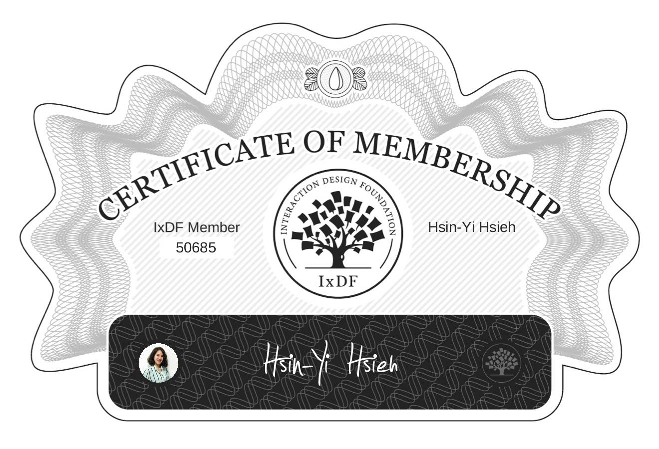 Certificate of Membership – Hsin-Yi Hsieh