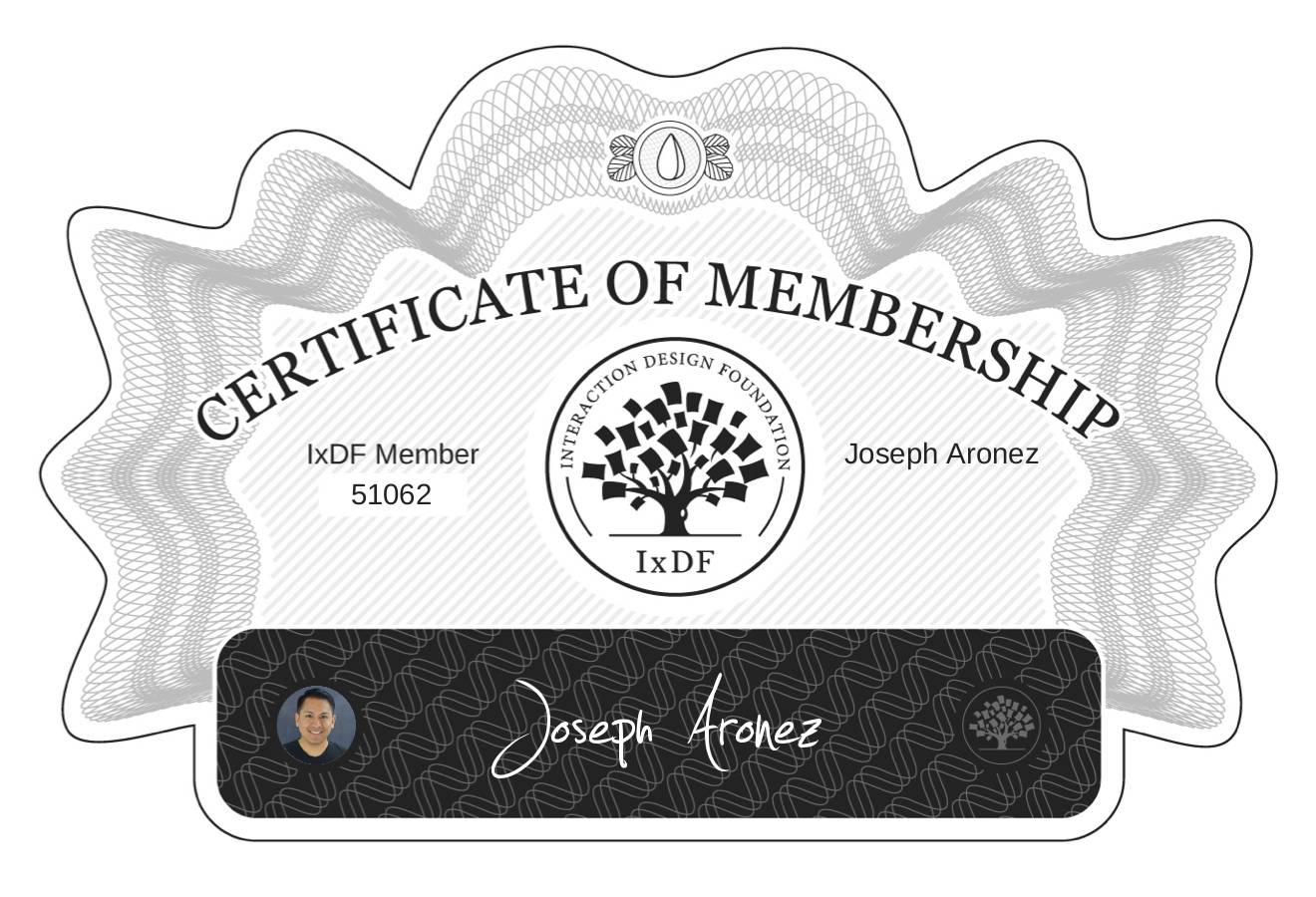 Certificate of Membership – Joseph Aronez
