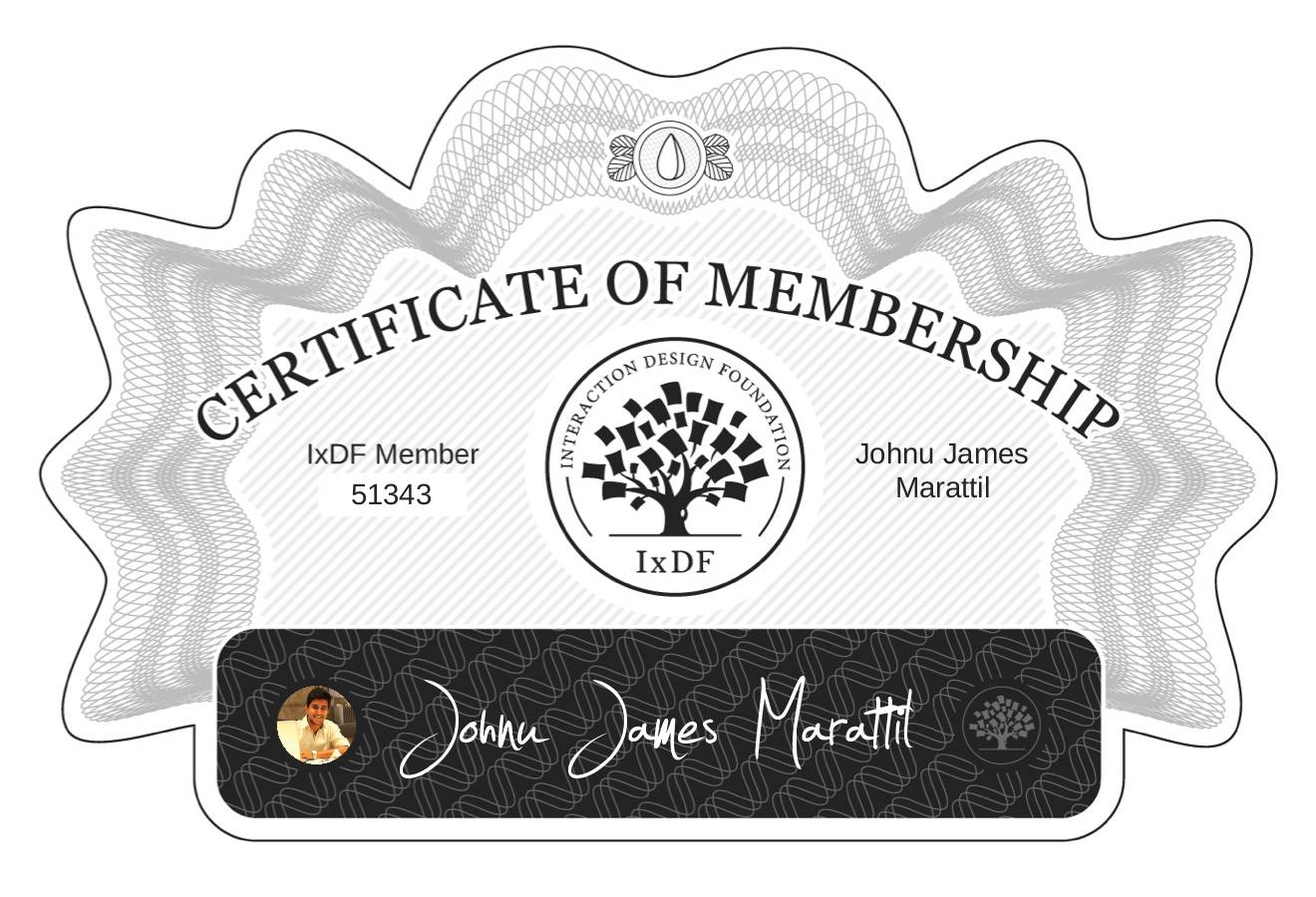 Certificate of Membership – Johnu James Marattil