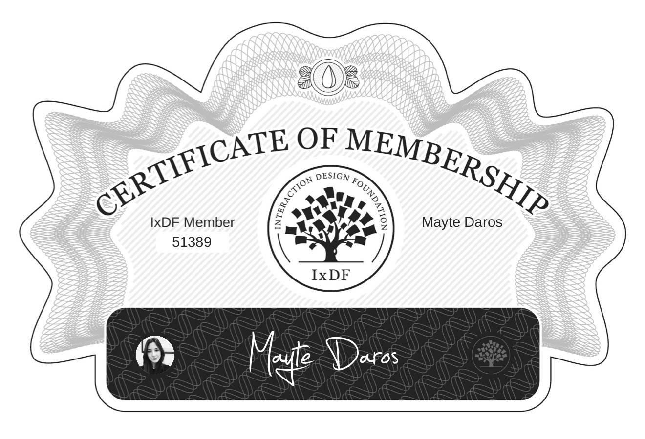 Certificate of Membership – Mayte Daros