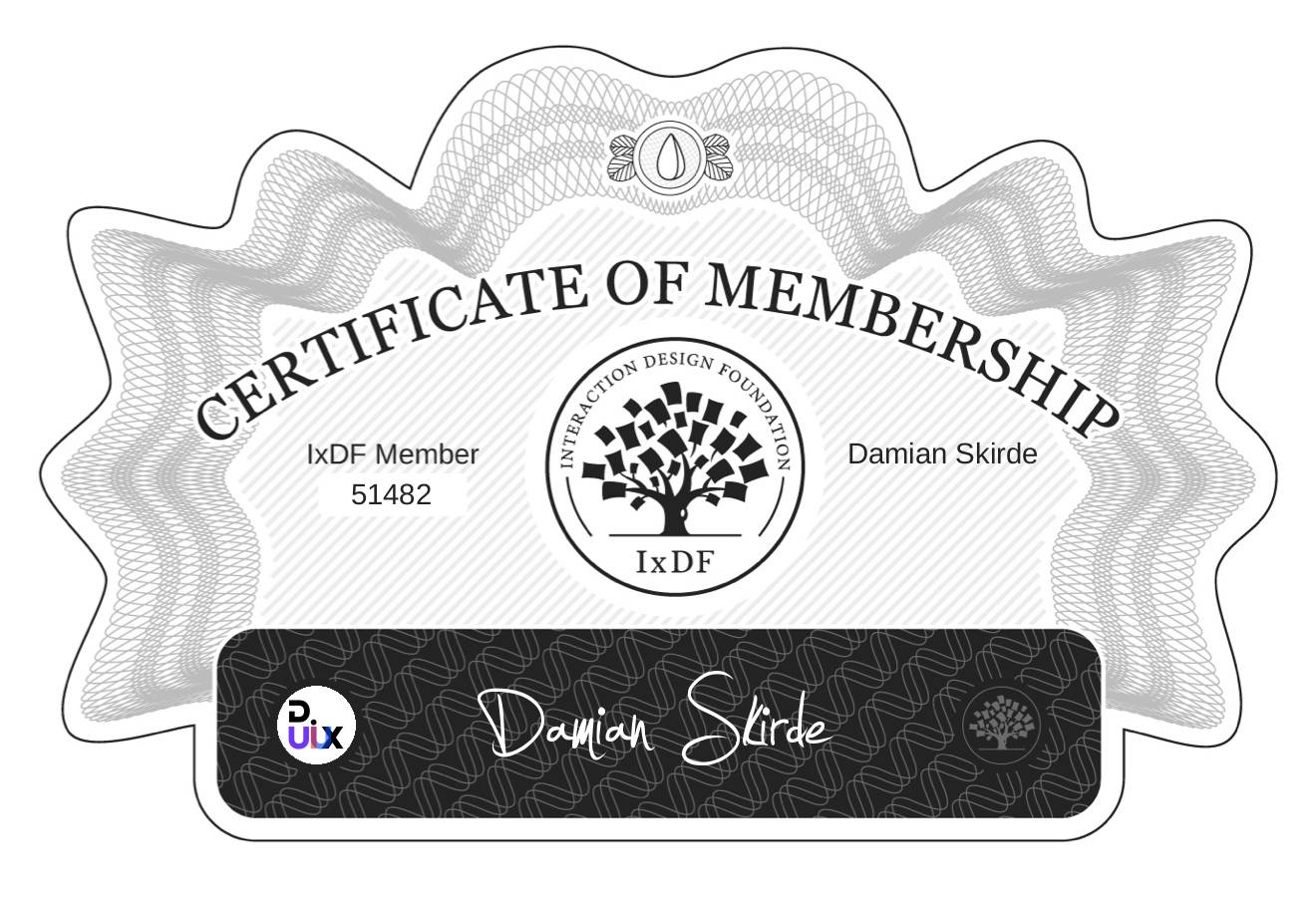 Certificate of Membership – Damian Skirde