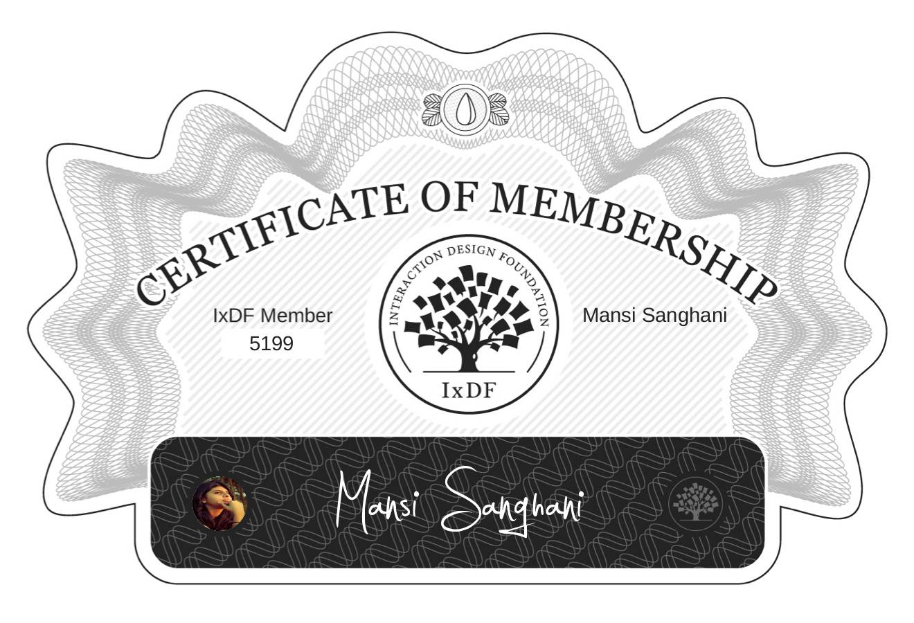 Certificate of Membership – Mansi Sanghani