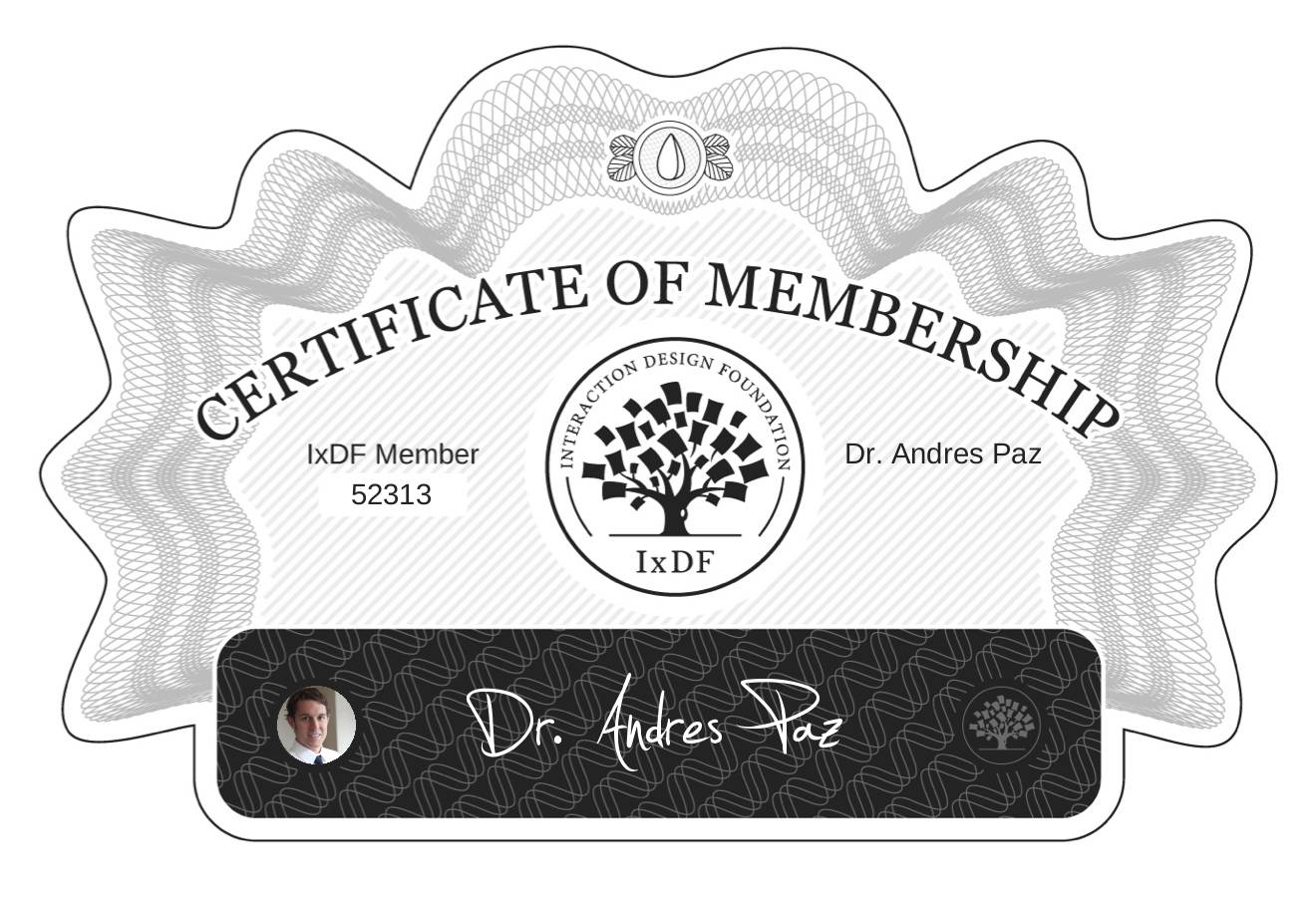 Certificate of Membership – Dr. Andres Paz