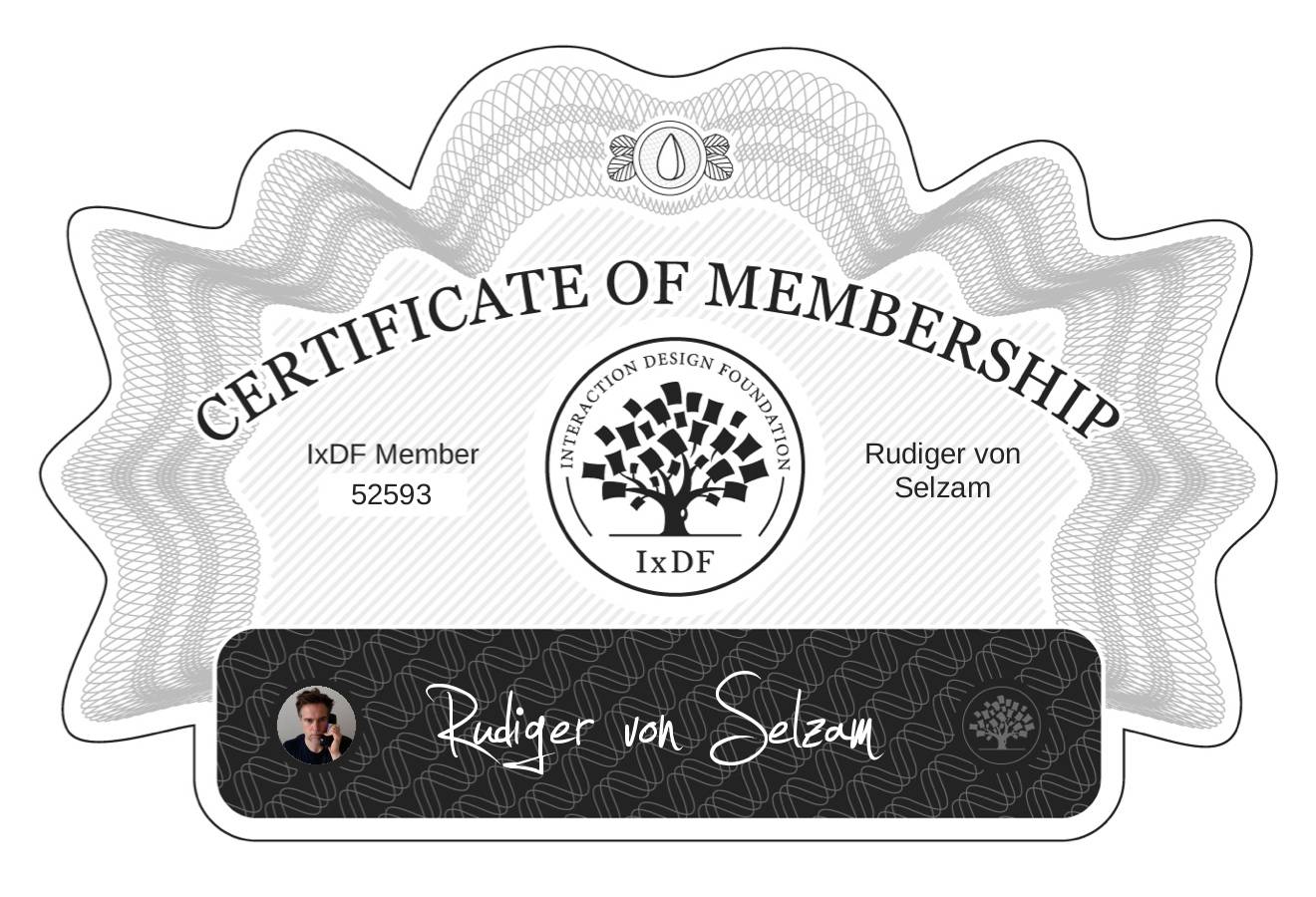 Certificate of Membership – Rüdiger von Selzam