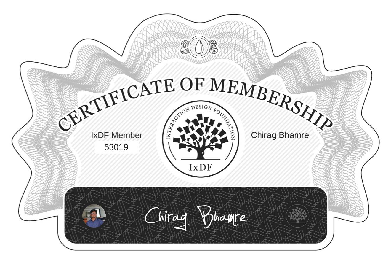Certificate of Membership – Chirag Bhamre