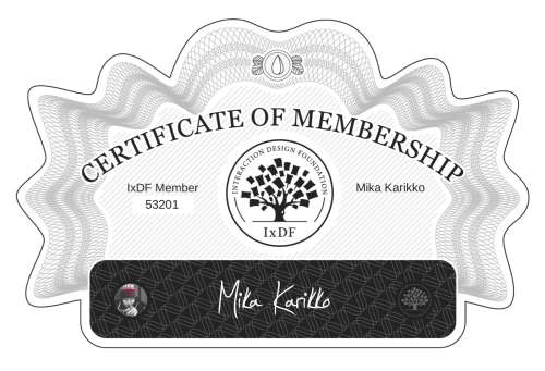 Certificate of Membership – Mika Karikko