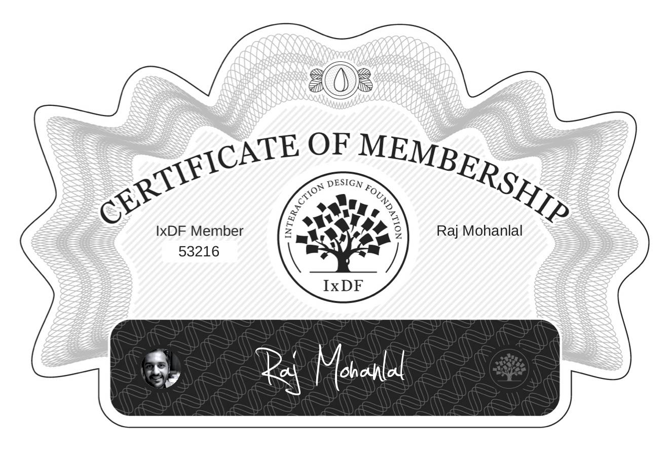 Certificate of Membership – Raj Mohanlal