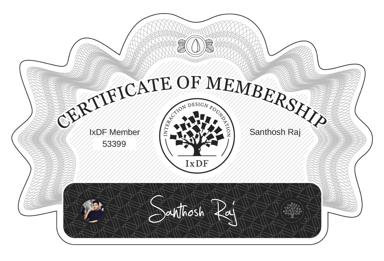 Certificate of Membership – Santhosh Raj