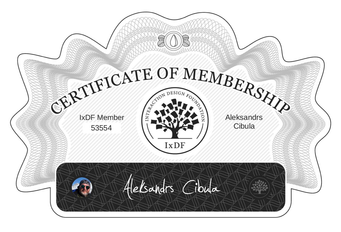 Certificate of Membership – Aleksandrs Cibula