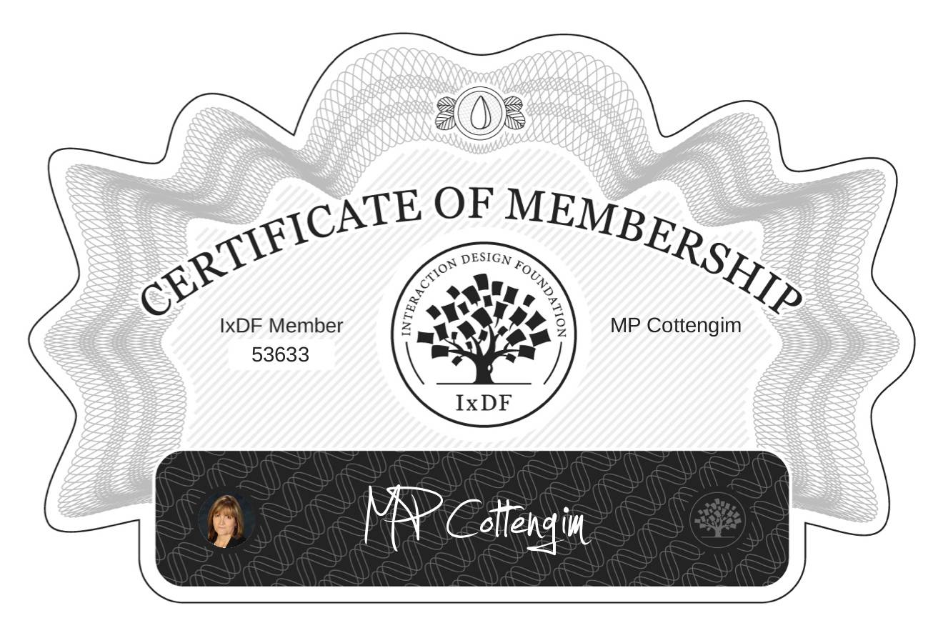 Certificate of Membership – MP Cottengim