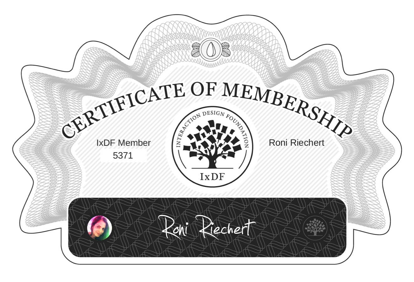 Certificate of Membership – Roni Riechert
