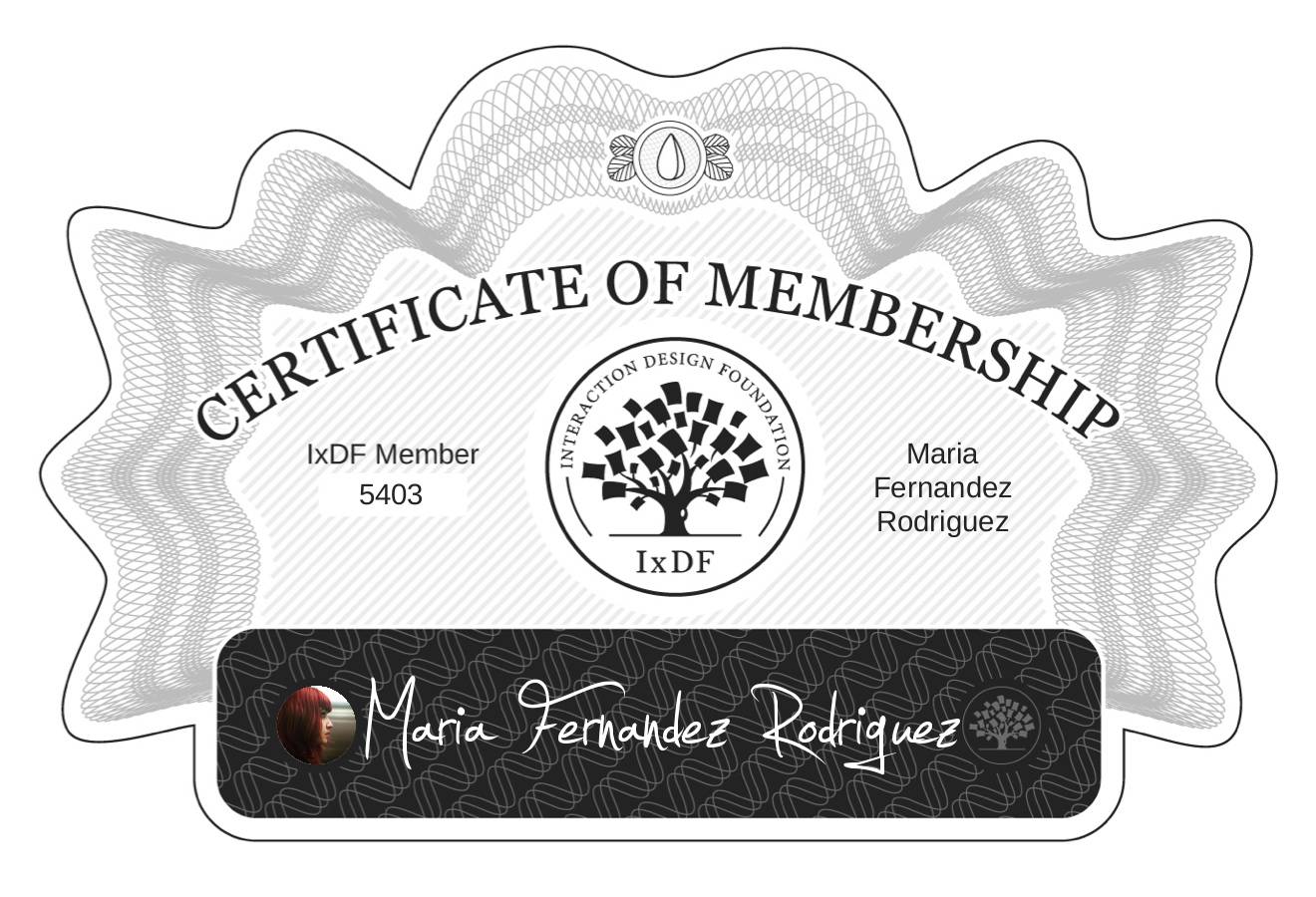 Certificate of Membership – Maria Fernandez Rodriguez