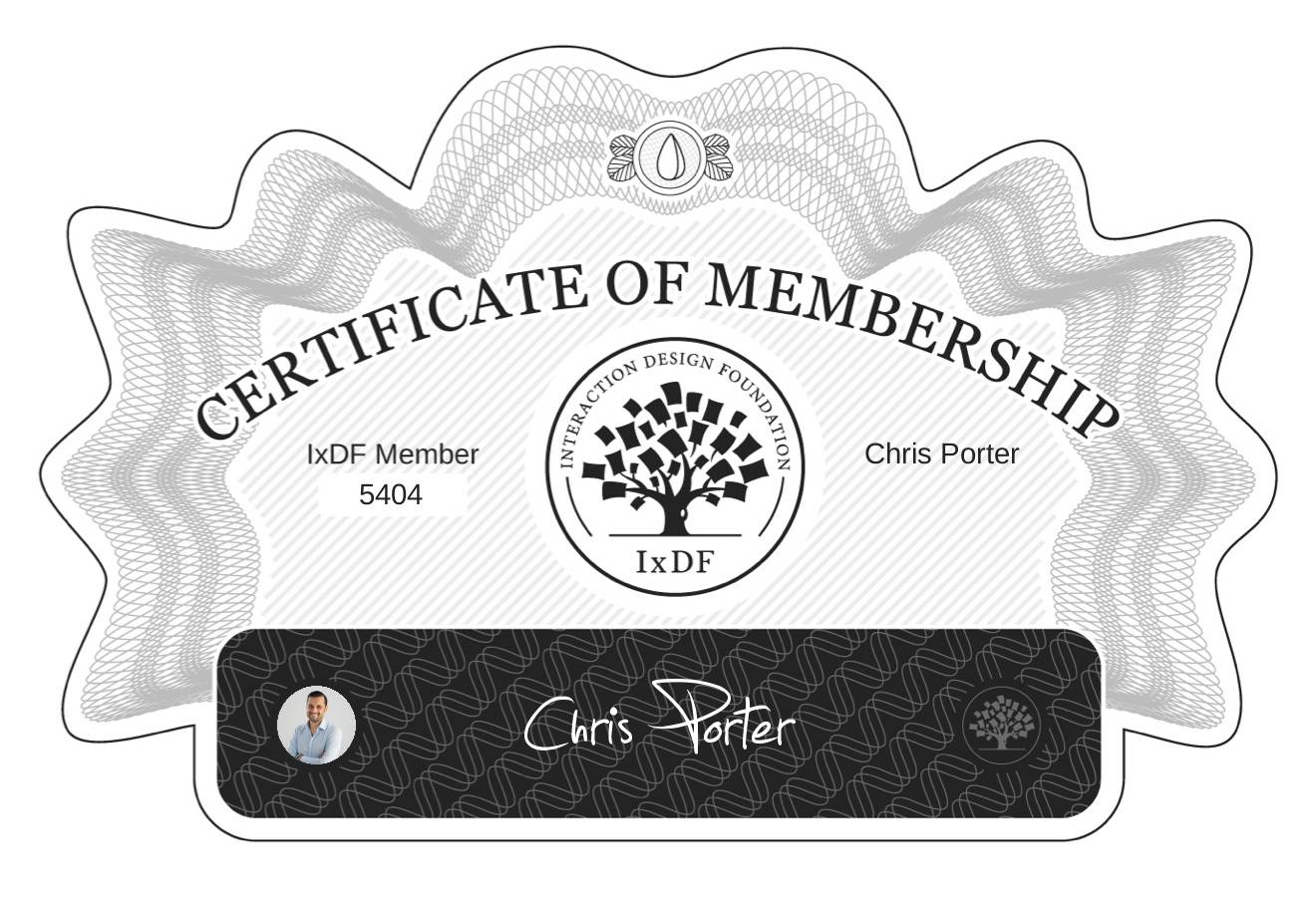 Certificate of Membership – Chris Porter
