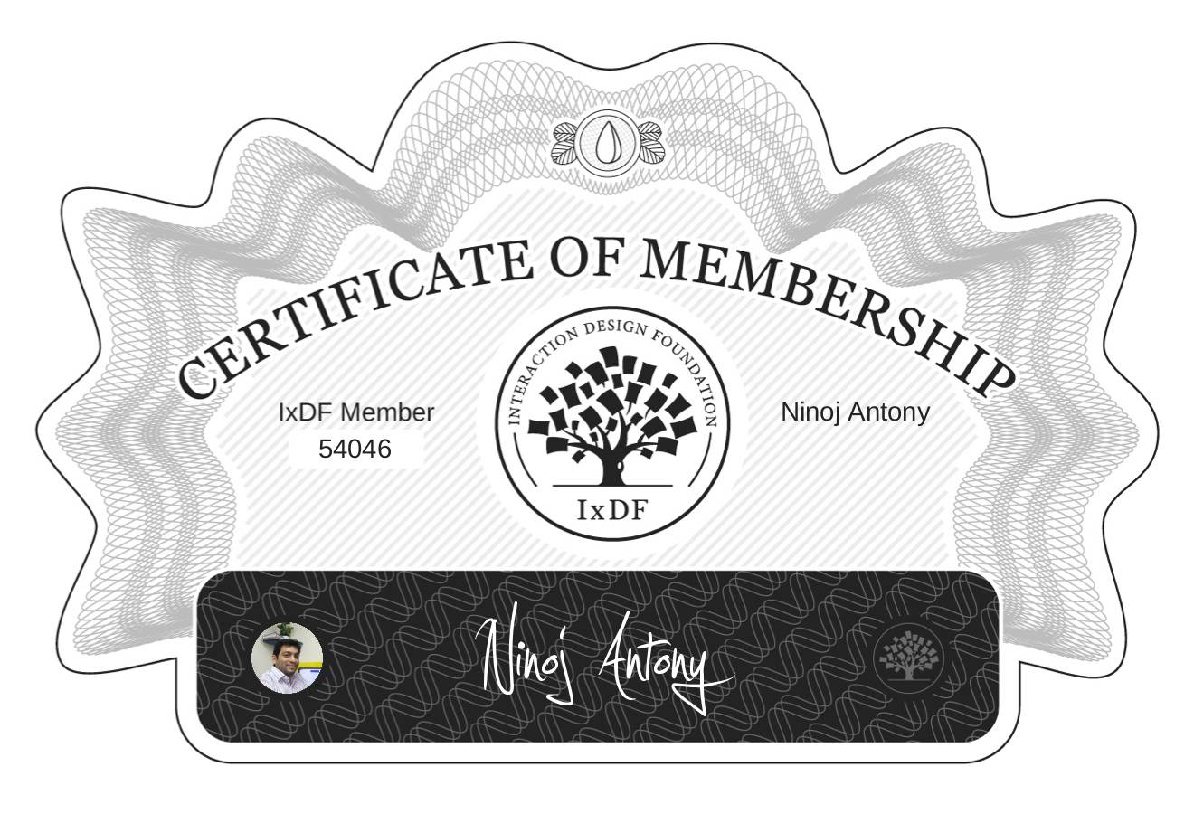 Certificate of Membership – Ninoj Antony