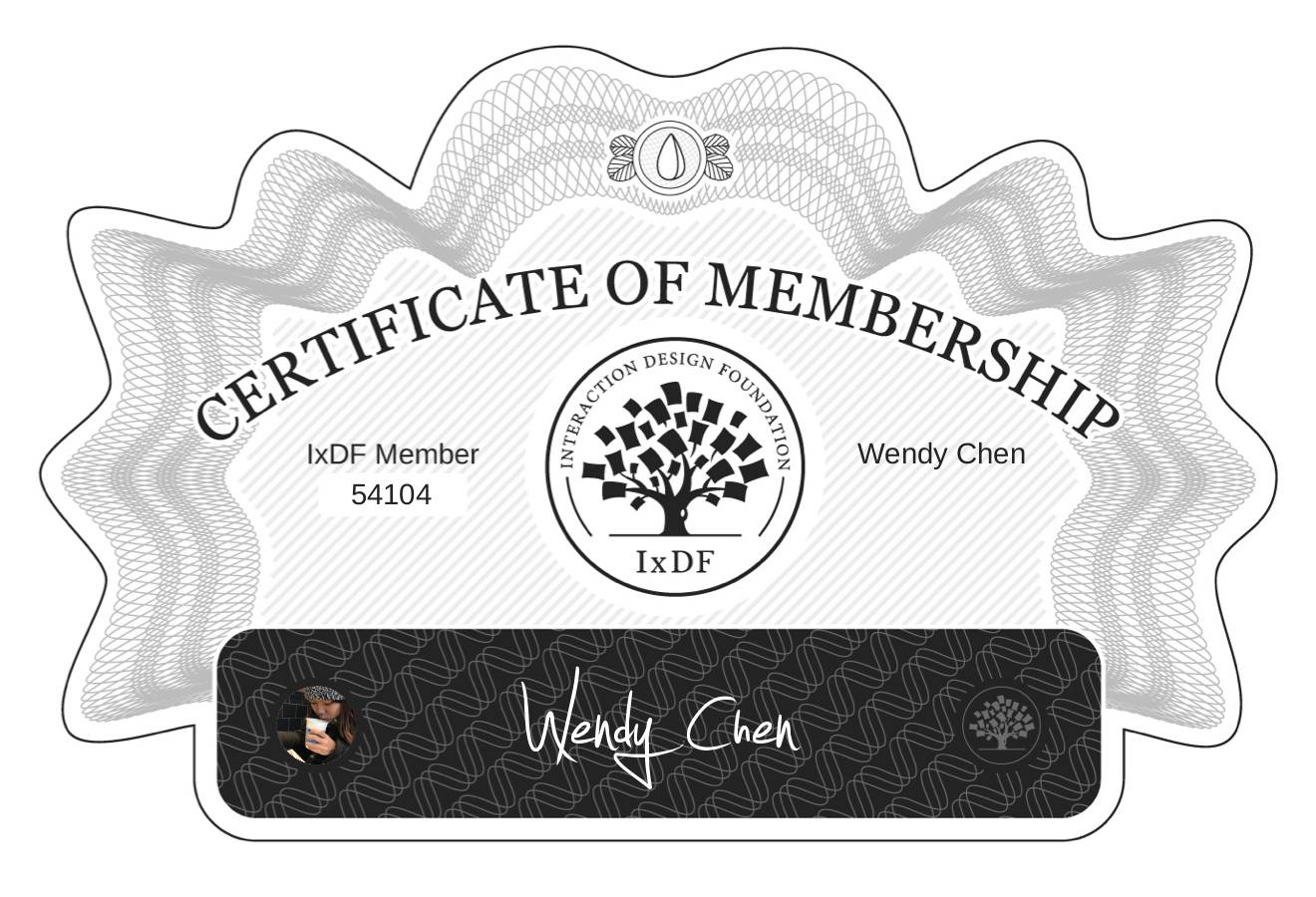 Certificate of Membership – Wendy Chen