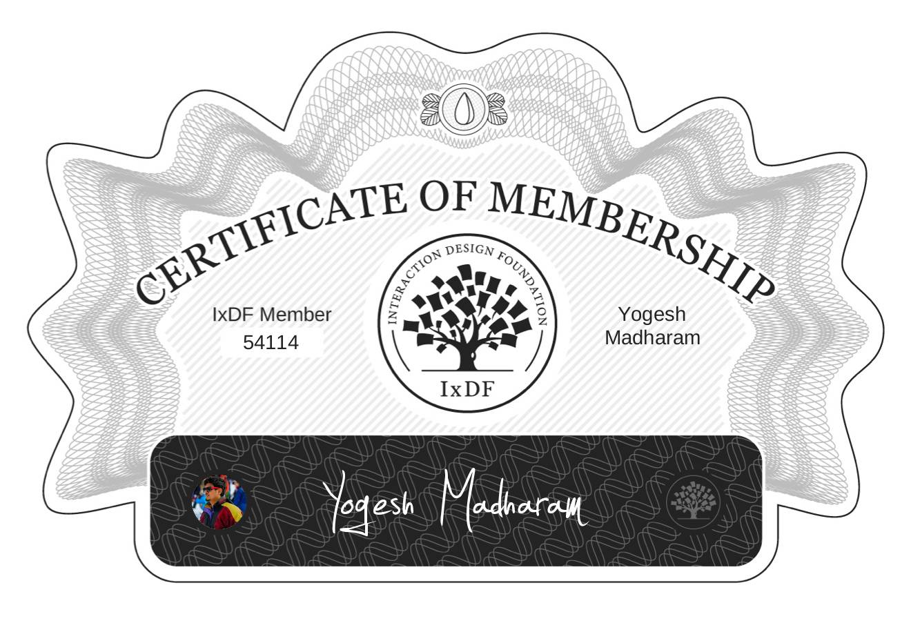 Certificate of Membership – Yogesh Madharam