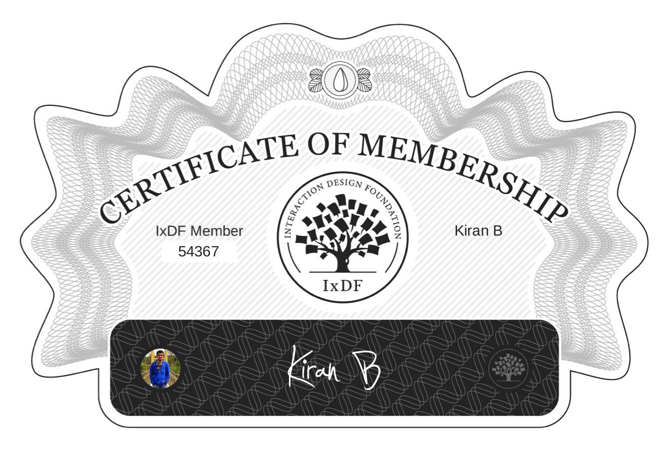 Certificate of Membership – Kiran B