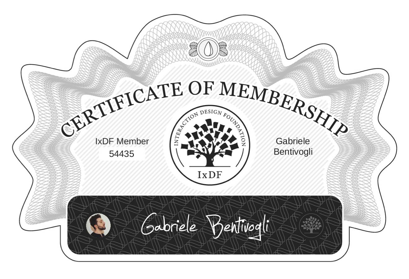 Certificate of Membership – Gabriele Bentivogli