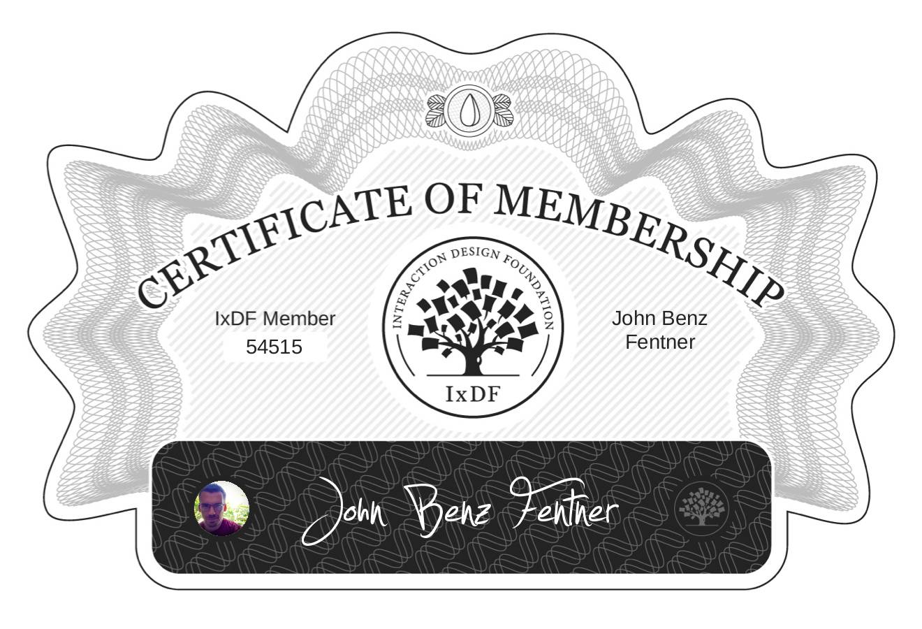 Certificate of Membership – John Benz Fentner