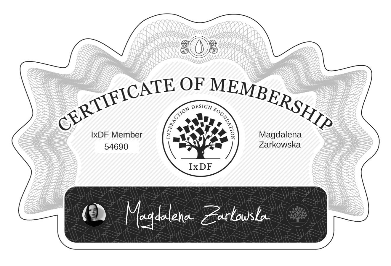 Certificate of Membership – Magdalena Żarkowska