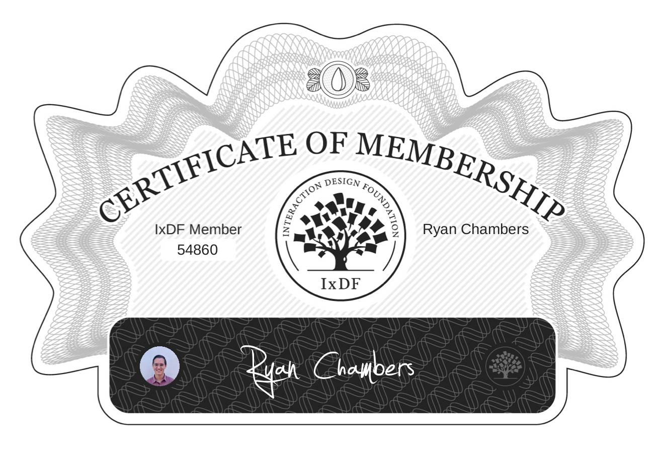 Certificate of Membership – Ryan Chambers