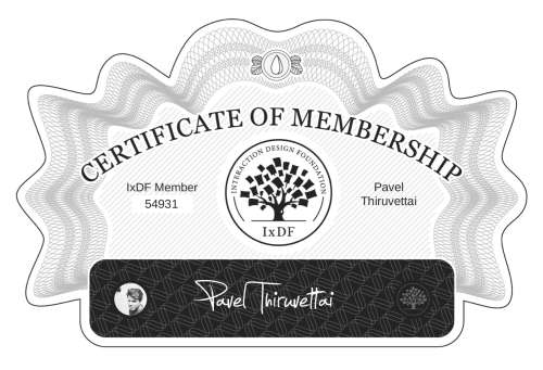 Certificate of Membership – Pavel Thiruvettai