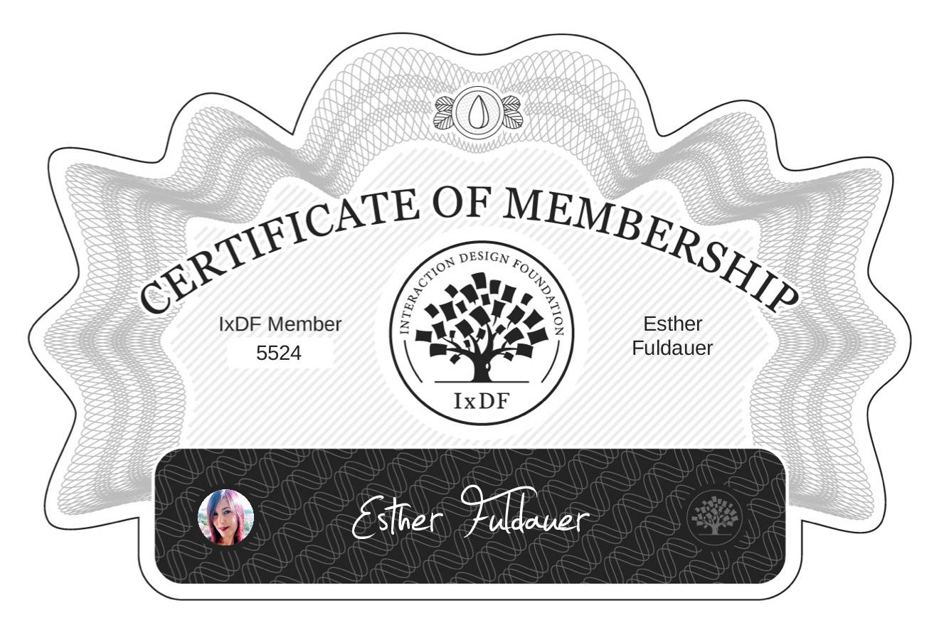 Certificate of Membership – Esther Fuldauer