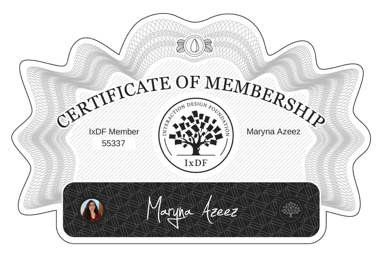 Certificate of Membership – Maryna Azeez