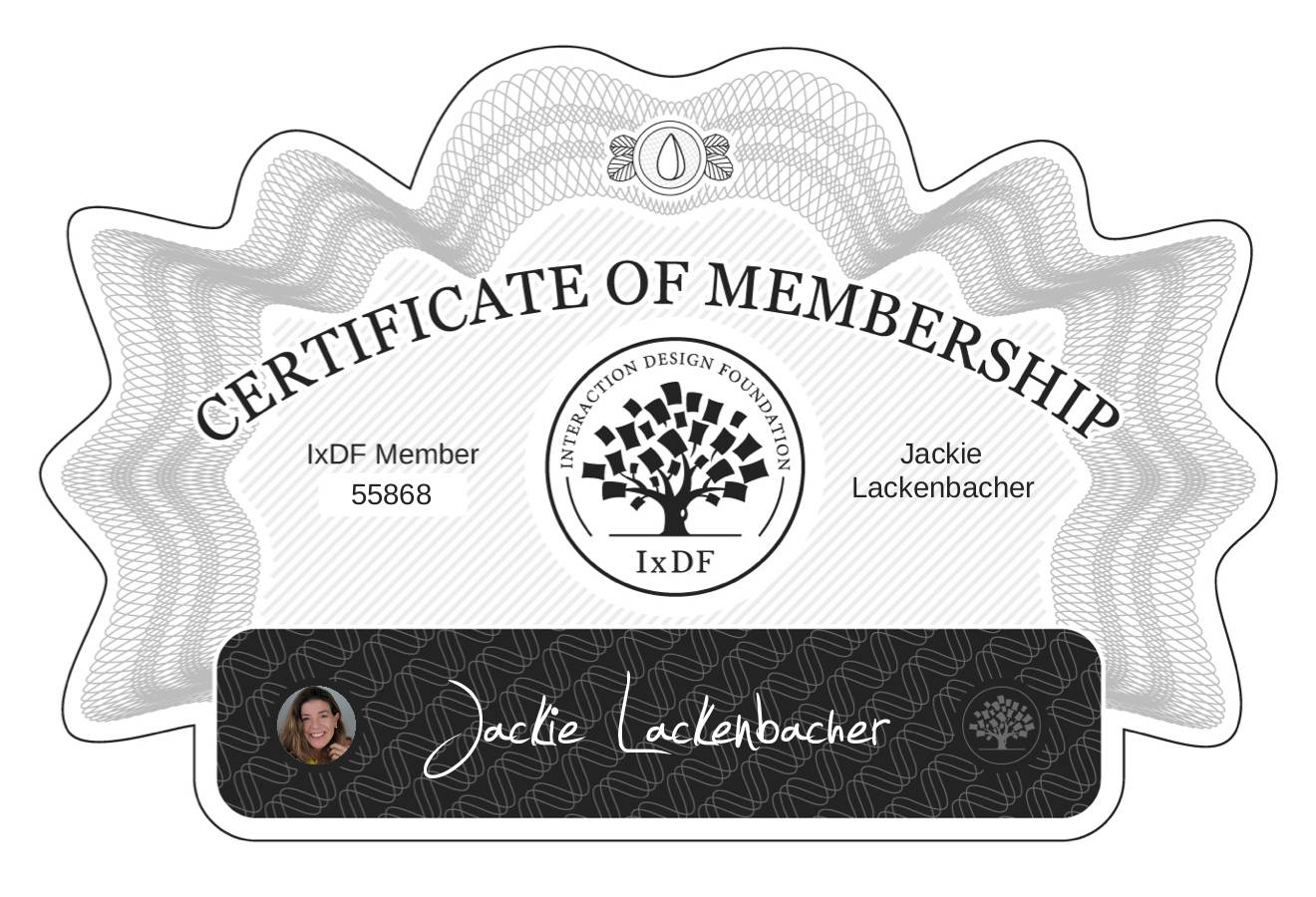 Certificate of Membership – Jackie Lackenbacher