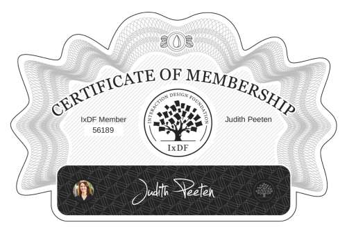 Certificate of Membership – Judith Peeten