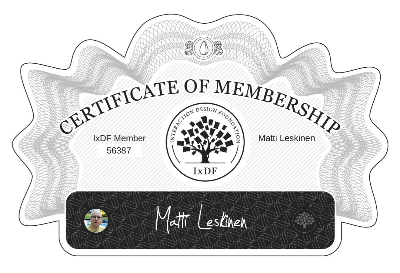 Certificate of Membership – Matti Leskinen