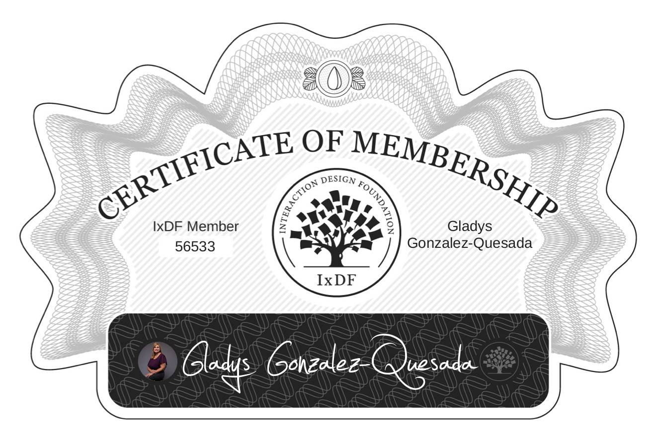 Certificate of Membership – Gladys González-Quesada