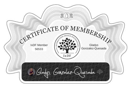 Certificate of Membership – Gladys González-Quesada