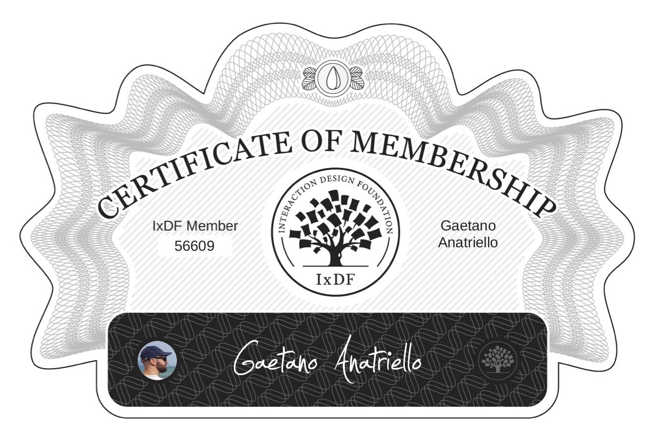Certificate of Membership – Gaetano Anatriello