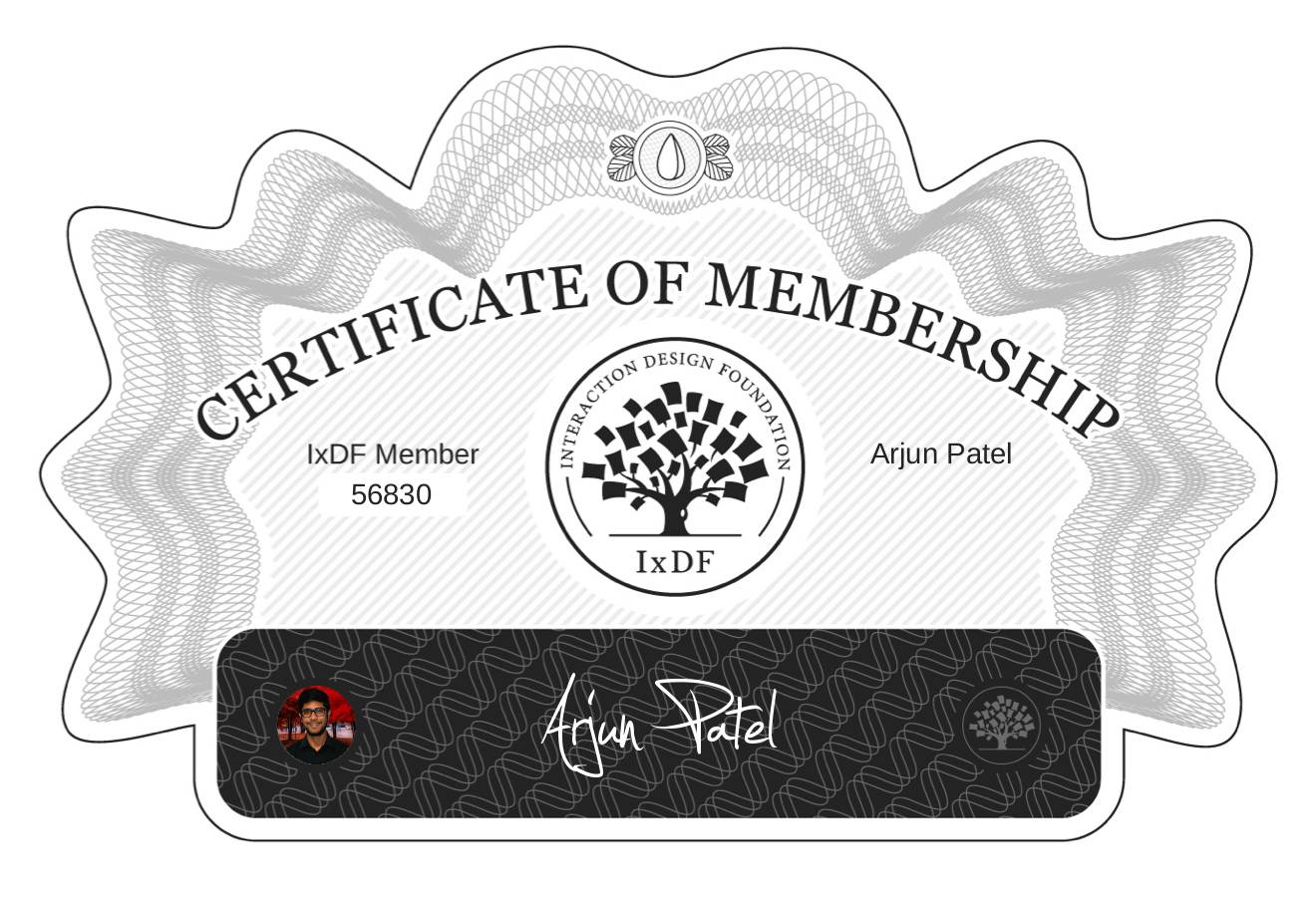 Certificate of Membership – Arjun Patel