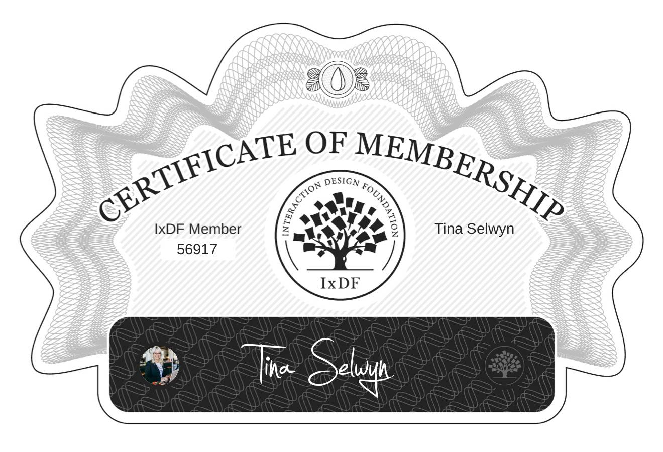 Certificate of Membership – Tina Selwyn