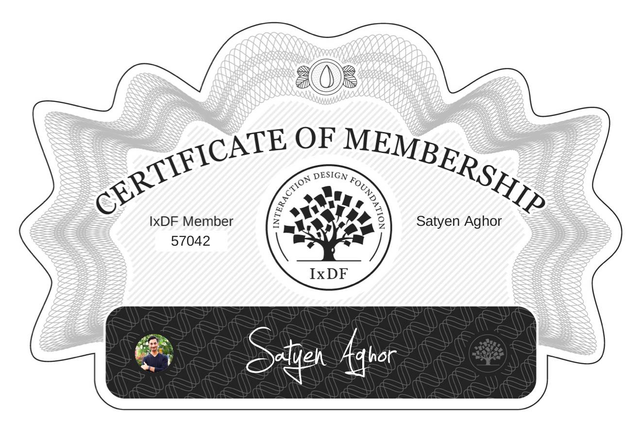 Certificate of Membership – Satyen Aghor