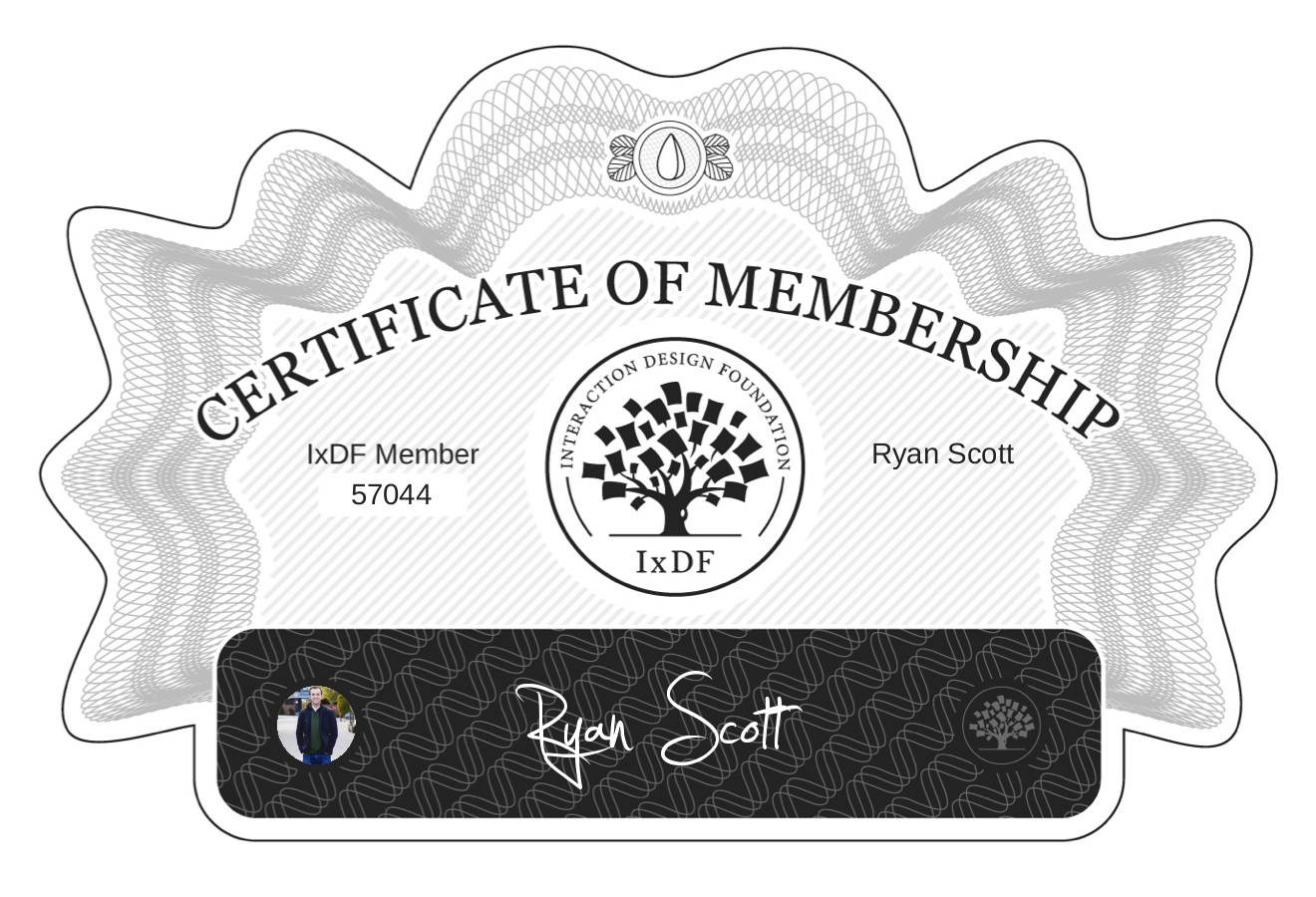 Certificate of Membership – Ryan Scott