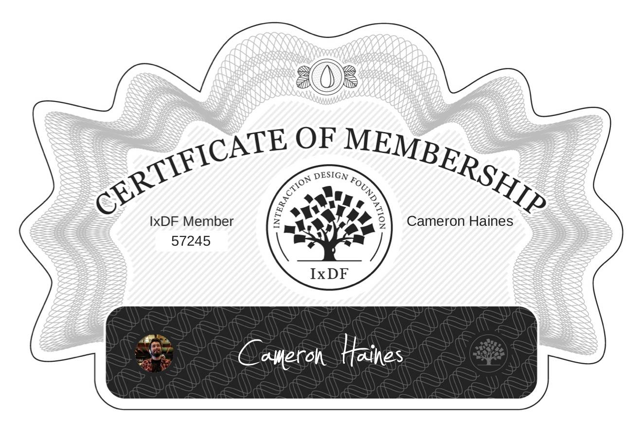 Certificate of Membership – Cameron Haines