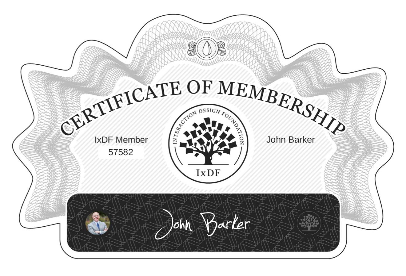 Certificate of Membership – John Barker