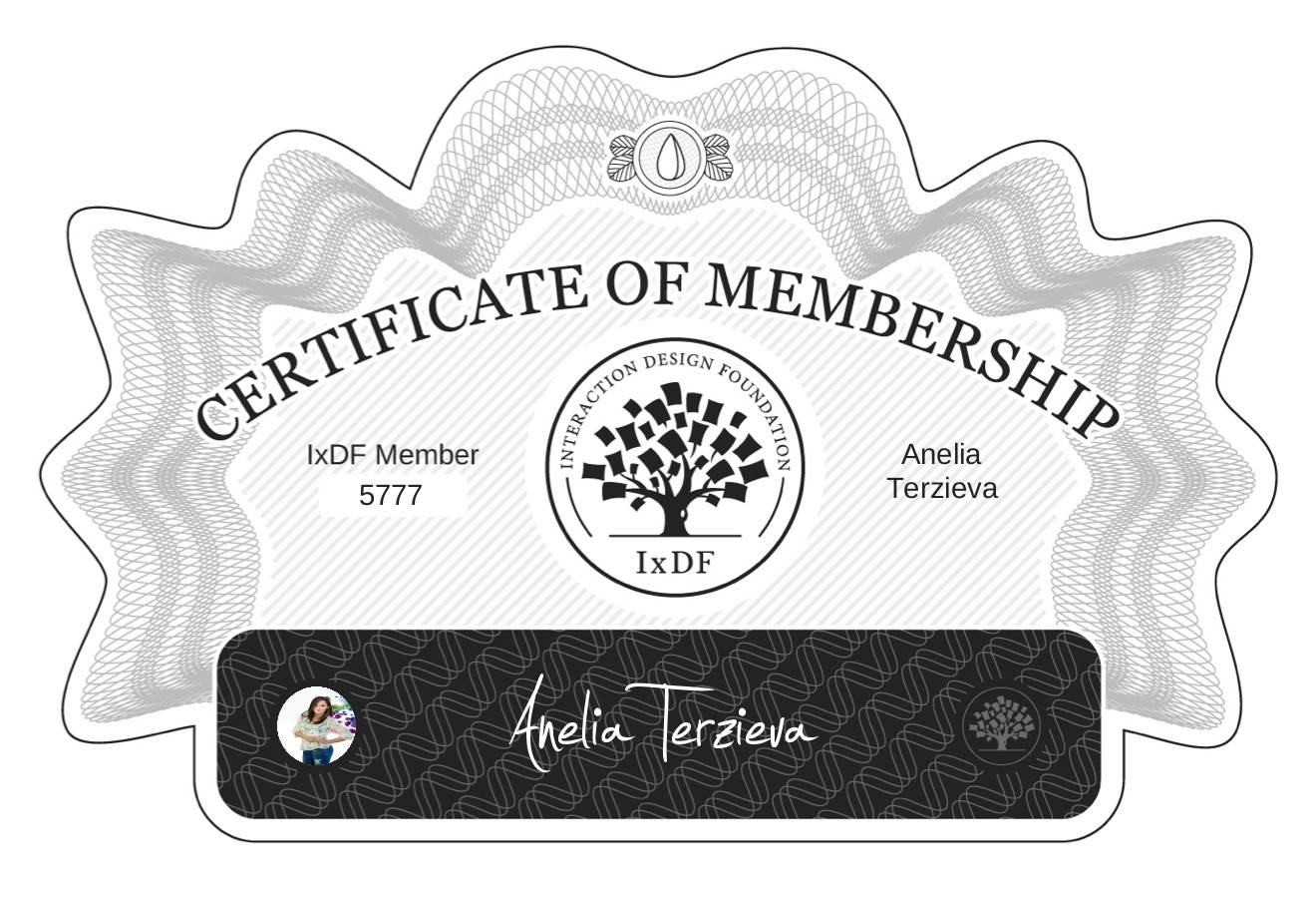 Certificate of Membership – Anelia Terzieva