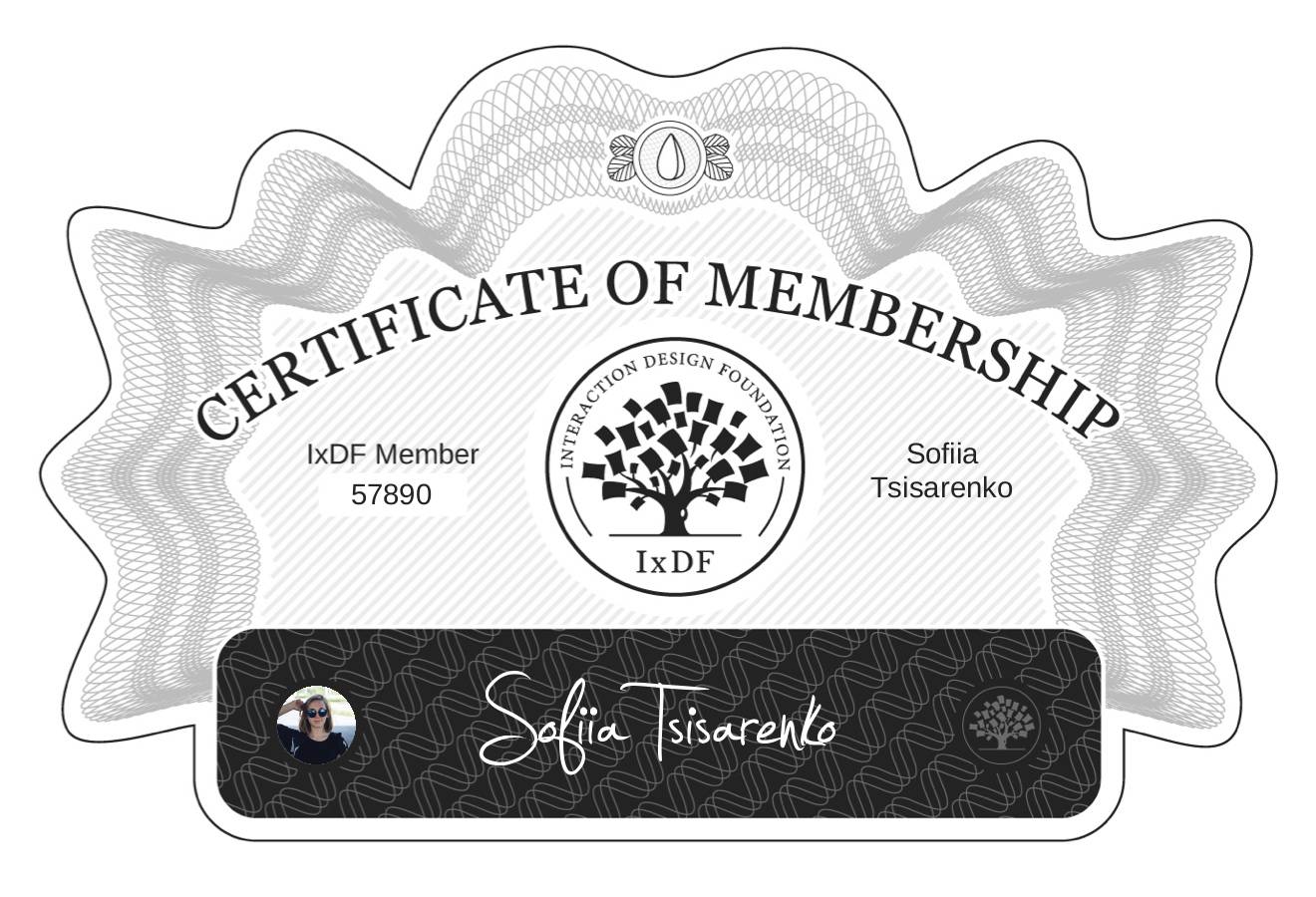 Certificate of Membership – Sofiia Tsisarenko