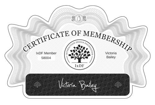 Certificate of Membership – Victoria Bailey