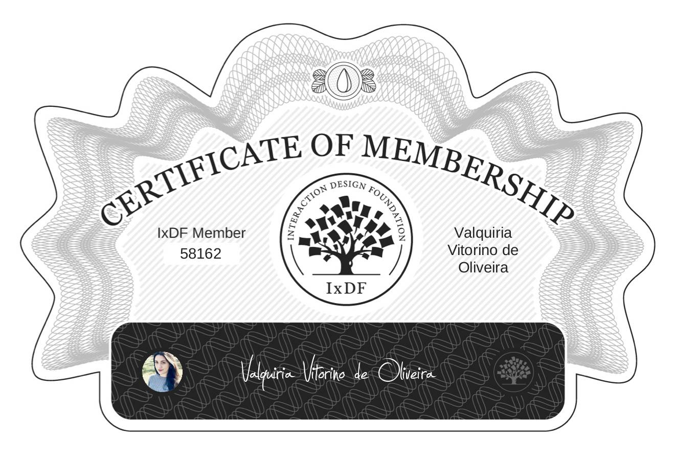 Certificate of Membership – Valquíria Vitorino de Oliveira