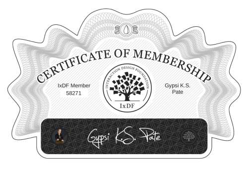 Certificate of Membership – Gypsi K.S. Pate
