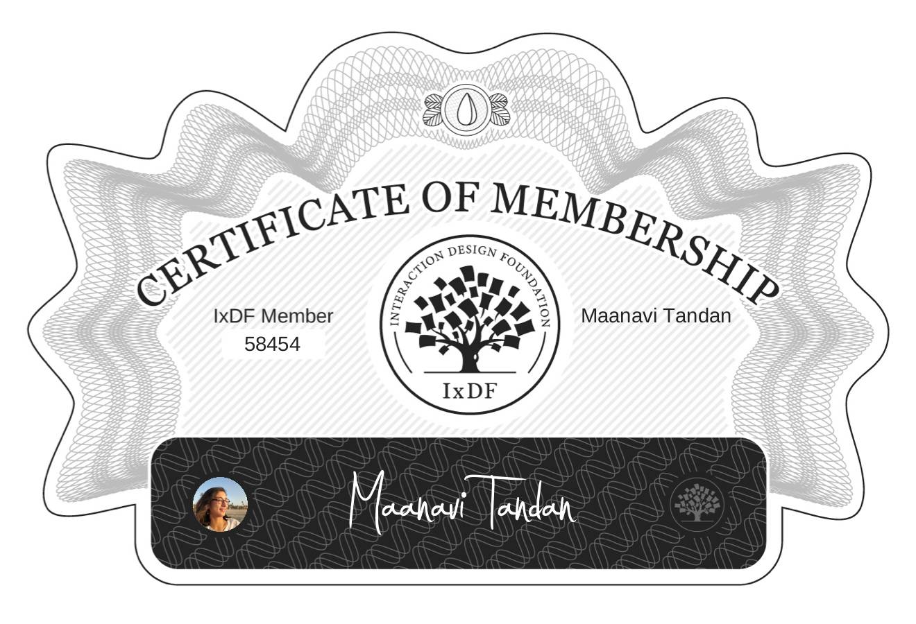 Certificate of Membership – Maanavi Tandan