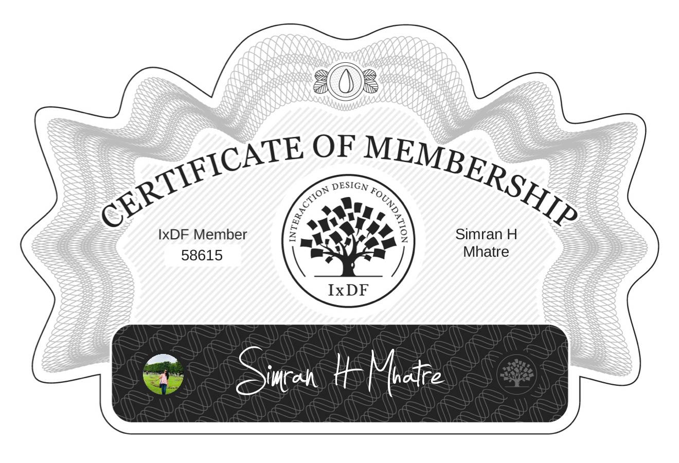 Certificate of Membership – Simran H Mhatre