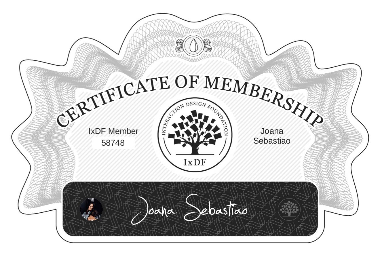Certificate of Membership – Joana Sebastiao