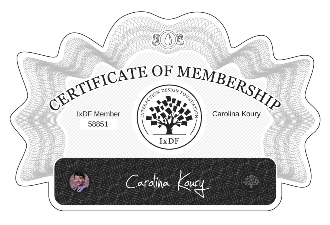 Certificate of Membership – Carolina Koury