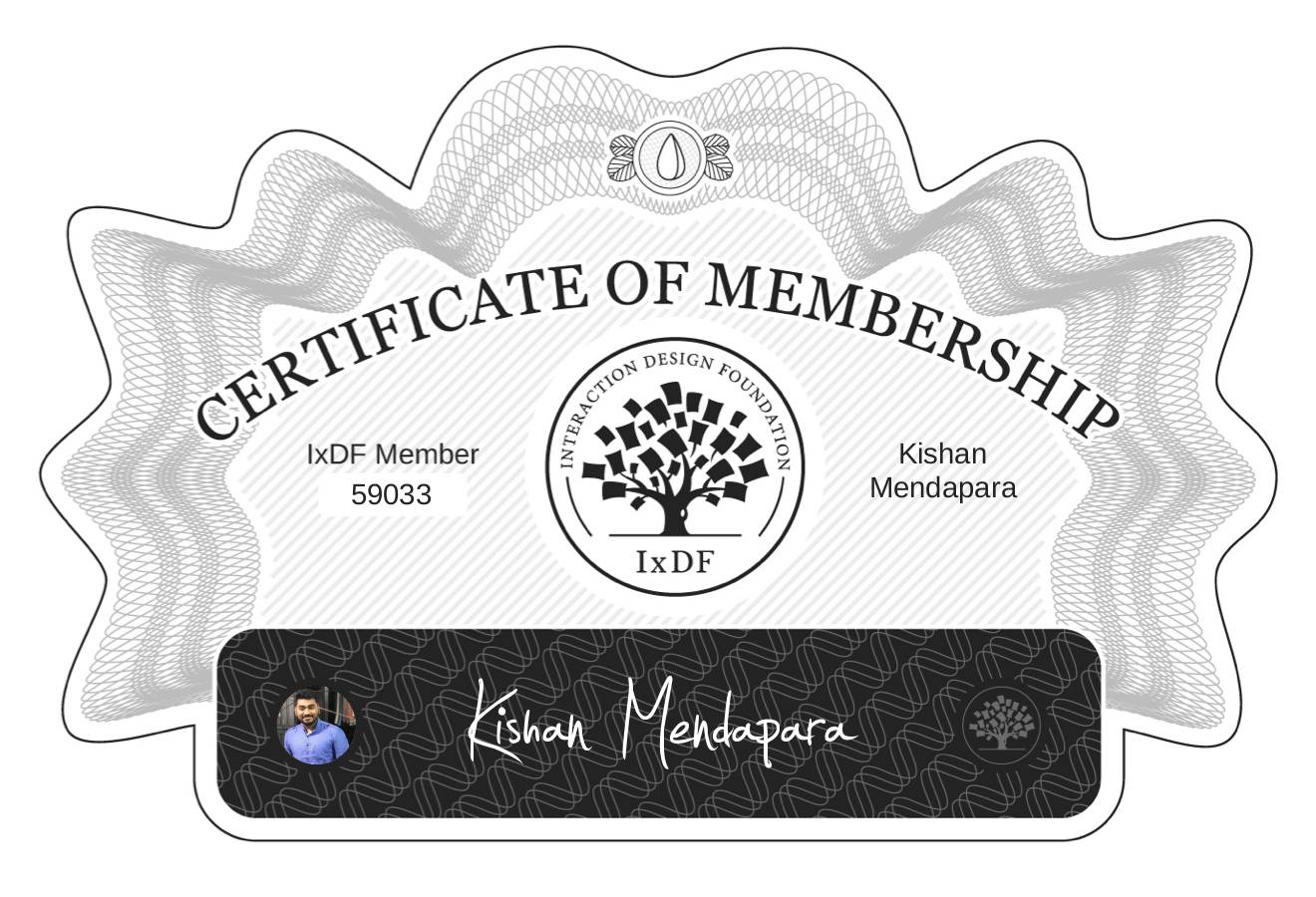 Certificate of Membership – Kishan Mendapara